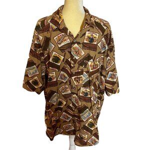 Johnny Cotton Vintage Short Sleeve Button Down Size XL Made In USA Tobacco Cigar